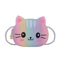 Süße regenbogenfarbene Katzen-Umhängetasche für Kinder mit Glitzer und Riemen - Stil 1