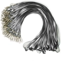 Gray flat polyester neck lanyards with silver metal lobster claws for badges - Gray