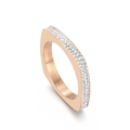 Moderno anello in acciaio inossidabile oro rosa con numeri romani e pavé di zirconi - Misura 7 / Stile Geometrico con Micro-Zirconi Oro Rosa (KR103555-GC) / Oro rosa