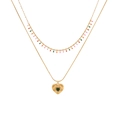 Double-layered gold necklace with colorful beads and green heart pendant - 4# Heart