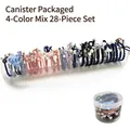 28-piece set of colorful high-elastic girl hair ties in pink, blue, black and grey - Multicolor