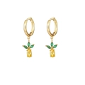 Exquisite pineapple drop earrings featuring golden metal with yellow and green gemstones - Pineapple Earrings
