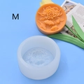 Detailed macro view of white silicone mold and orange floral soap with rose carvings - Size M / 3D Floral Pattern