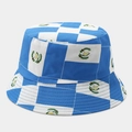 Dettaglio di un cappello a secchiello a scacchi blu e bianchi con stemma del Guatemala - M (56-58cm) / Scacchiera Blu Guatemala e Bianco (Colore #20)
