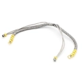 Adjustable grey braided cord bracelet with golden beads for DIY jewelry making - Gray