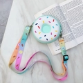 Cute mint green donut-shaped silicone shoulder bag with colorful gradient strap - Sky Blue Donut Print