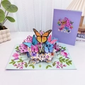 3D pop-up greeting card featuring purple butterfly and floral laser-cut paper art design - Butterfly