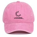 Pink washed cotton baseball cap with vintage Loading embroidery and adjustable soft top - Adjustable / Pink