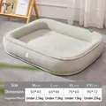 Washable rectangle pet bed in light green plush fabric for cats and large dogs - M (50*40cm) / Gray