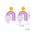 Detailed view of rainbow cloud earrings showing dimensions 5.45cm height and 3.5cm width - Smile Cloud Rainbow