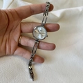 Elegant silver bracelet watch for women featuring a minimalist round dial with link strap - Silver Case White Dial