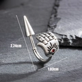 Hamsa Hand with red gemstone and spike ear hoop earring in polished silver finish - Hamsa Hand with Red Gem Eye (S372)