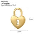 Polished golden stainless steel heart-shaped padlock pendant for DIY jewelry making - Heart Lock