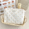 Trousse de maquillage matelassée en coton avec motif cerises et pois dans un panier - Pochette / Cerise Jaune