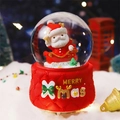 Boîte à musique boule de cristal Père Noël avec base rouge à motifs de diamants - 2040 Sapin de Noël / Moyen 80# LED Lumière+Musique