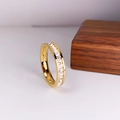 Gold plated stainless steel eternity ring featuring a full row of sparkling cubic zirconia - US 7 / Gold