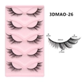 Dramatic cat-eye false eyelashes 5-pair set in model 3DMAO-26 with detailed size chart - 3DMAO-26