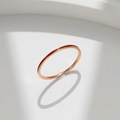 Minimalist rose gold titanium ring featuring red enamel inlay and star-studded design - US 6 / Red