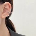 Elegante polsino per orecchio a serpente in argento con zirconi in stile avvolgente - Clip da orecchio a forma di serpente (3699) / Argento