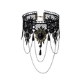 Gothic black lace arm chain with vintage dark gemstones and bronze metallic details - Gem Chain Necklace
