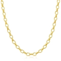 Polished gold stainless steel oval link chain necklace featuring ribbed connector details - Small Knot Link (5941753732866)