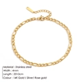 Close-up view of 4mm stainless steel Figaro chain anklet with 14K gold plated finish - Steel / Silver Figaro Chain (4mm)