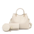 Off-white crocodile pattern 3-piece bag set with tote, long wallet and round coin purse - Off White