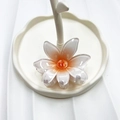 Floral hair claw clip in orange and transparent gradient finish for elegant hairstyles - Orange (Sun Flower)