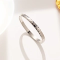 Minimalist silver geometric rhombus bangle in stainless steel with a high-polished finish - Diamond-Cut Silver