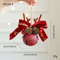 Campanella di Natale rossa opaca con corna di renna e decorazione con pigne festive - Campana con Corna Rossa