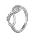 Silver infinity ring featuring sparkling rhinestones on an elegant figure-eight band - US 8 / 11277 / Silver