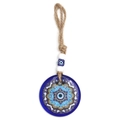 Detailed macro view of Evil Eye charm with mandala pattern on a rustic hemp rope cord - Mandala Pattern Style (BE1688BU03)