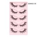 5 pairs of 3D black cat-eye false eyelashes in pink tray, style 3DMAO-38 - 3DMAO-38