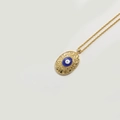 Vintage golden oval necklace with a royal blue evil eye pendant on a twisted chain - Dark Blue