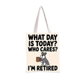 Détail du sac fourre-tout en toile avec motif Schnauzer et texte humoristique Retired - Beige Schnauzer I'm Retired (jiayingstd116)