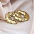 Golden titanium steel hoop earrings featuring vintage hammered texture finish for women - Dotted Pattern Type 2 / Gold