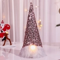 Gnome de Noël lumineux à paillettes or rose avec décoration LED chaleureuse - Or Rose