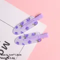 Detail of purple floral duckbill hair clips with dimensions 6.1cm by 1.8cm - Purple Floral