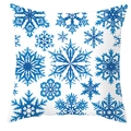 Détail de motifs de flocons bleus sur une taie d'oreiller carrée d'hiver blanche - Motif Flocon de Neige Bleu