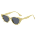 Chic cream yellow cat eye sunglasses with dark lenses and thick frames for women - Light Yellow Frame Grey Lens