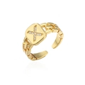 Dettaglio anello regolabile in oro con lettera X in zirconi e design a maglia piatta - Lettera X / Aperto Regolabile