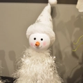 Weißer Plüsch-Schneemann-Weihnachtshut mit silbernen Pailletten und Schneeflockenmütze - Schneemann