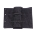Three-slot black PU leather watch roll travel case with soft suede lining and snaps - 3 Slots Black