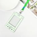 Ανοιχτή πράσινη θήκη κάρτας σε στυλ music player με διαφανές παράθυρο και κορδόνι - Μακρύ Δερμάτινο Λουράκι / Πράσινο