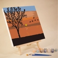 DIY sunset paint by numbers kit with 12 colors, canvas, mini wooden easel and brushes - 20x20cm Framed Kit / VN51-BD51 Sunset Birds