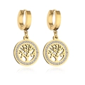 Elegante vergoldete Edelstahl-Ohrringe Lebensbaum mit Zirkonia-Inlay für Damen - Gold