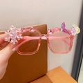 Pink princess sunglasses with 3D snowflakes and hearts for girls' UV protection - Pink Snowflake Mermaid Tail Fairy Tale Style