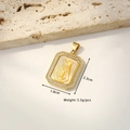 Gold rectangular pendant with mother of pearl embossed portrait and inset crystals - Octagonal Rectangular Virgin Mary (Yellow Carved Shell)