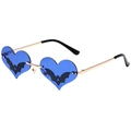 Gothic heart-shaped sunglasses with blue lenses and black bat motifs on golden frames - Gold Frame Dark Blue Lens