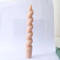 Spiral tapered soy wax scented candle in a soft matte dusty pink for home decor - Style A Champagne Yellow